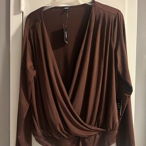 Express Brown Body Suit NWT Sz L